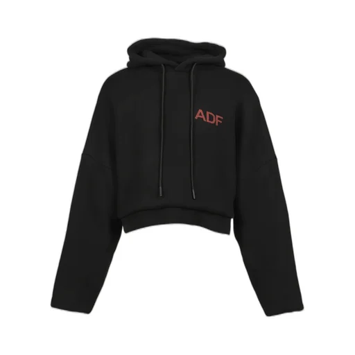 Mega Cropped Hoodie / Washed Blk