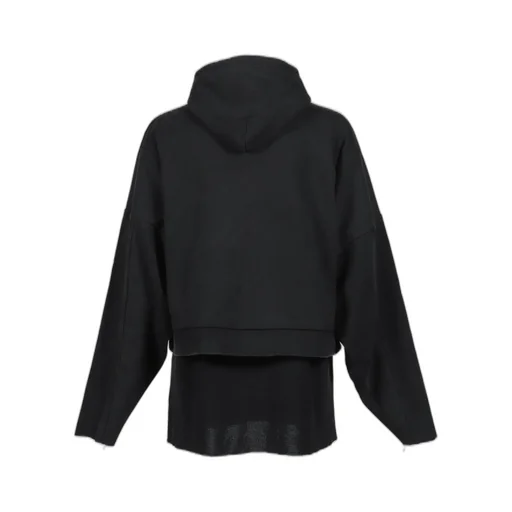 Cropped Hoodie Overlapped / Washed Blk