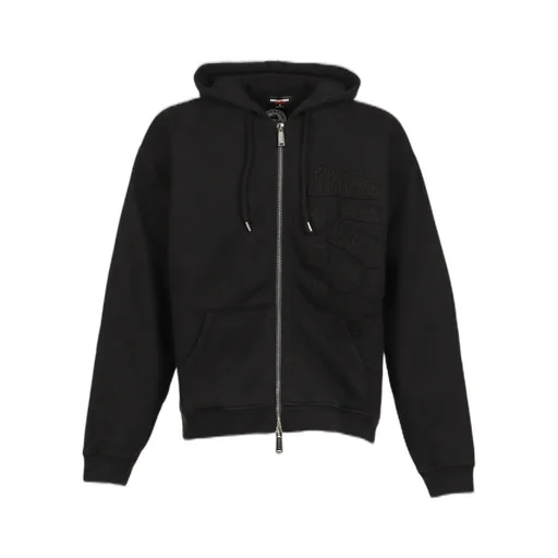 Relax Fit Zipped Hoodie / Black