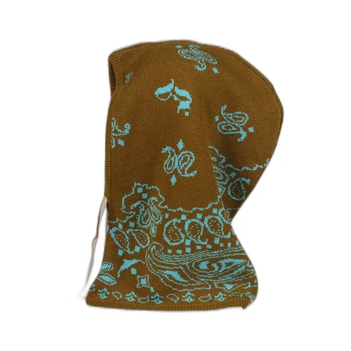 Paisley Knit Hood Balaclava / Kha Trq