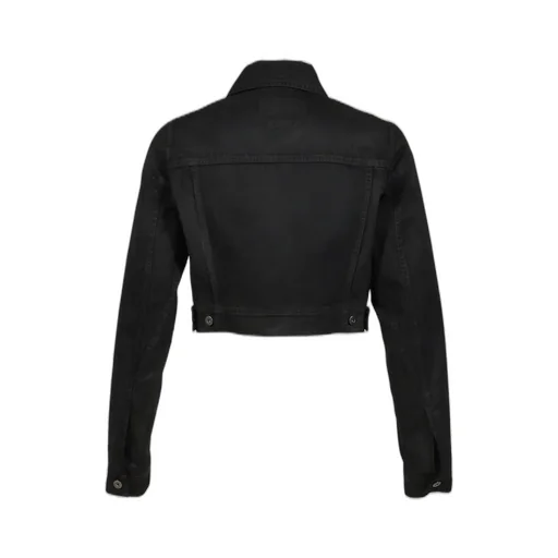 Waxed Cropped Denim Jacket / Blk
