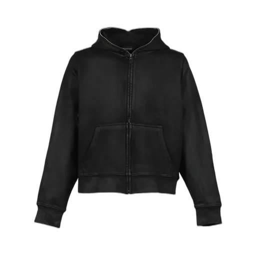 Waxed Zip Hoodie / Black