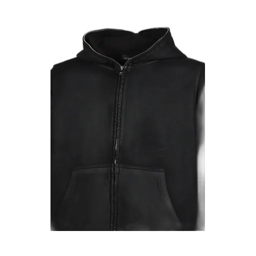 Waxed Zip Hoodie / Black
