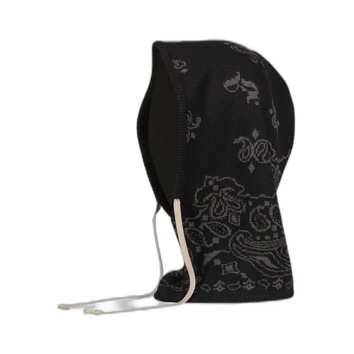 Paisley Knit Hood Balaclava / Blk Gry