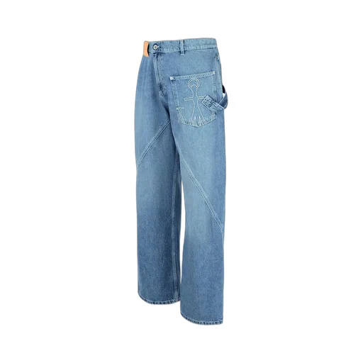 Jw Anderson Logo Patch Twisted Jeans