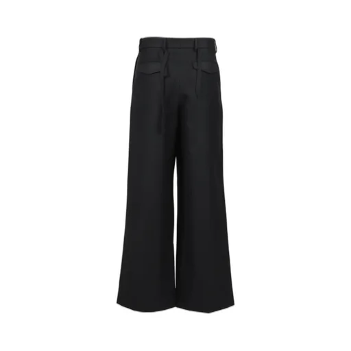 Wide-Legged Elasticated Trousers / Blk