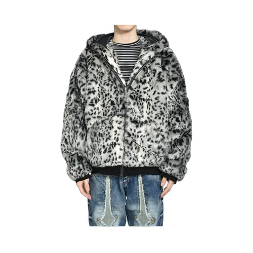 Leopard Fur Jacket / Wht/Blk