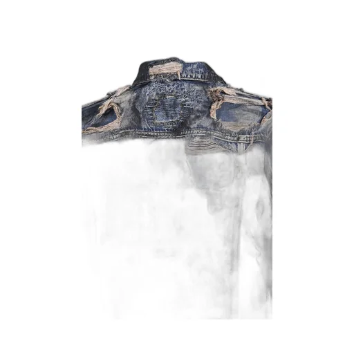 Hard-Washed Damaged Denim Jacket / Blu