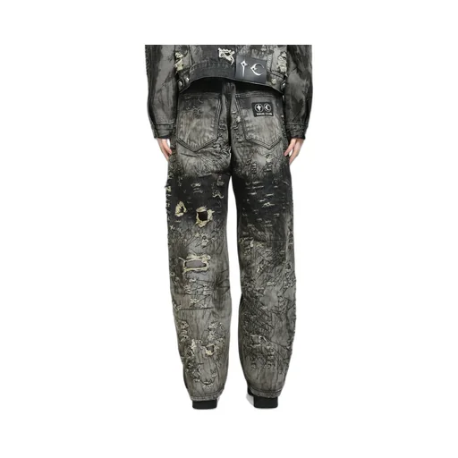 Hard-Washed Damaged Denim Pants / Blk