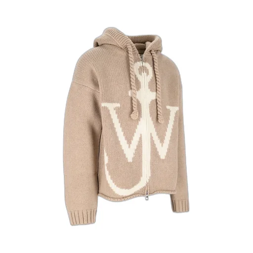 Jw Anderson Logo Intarsia-Knit Zipped Hoodie