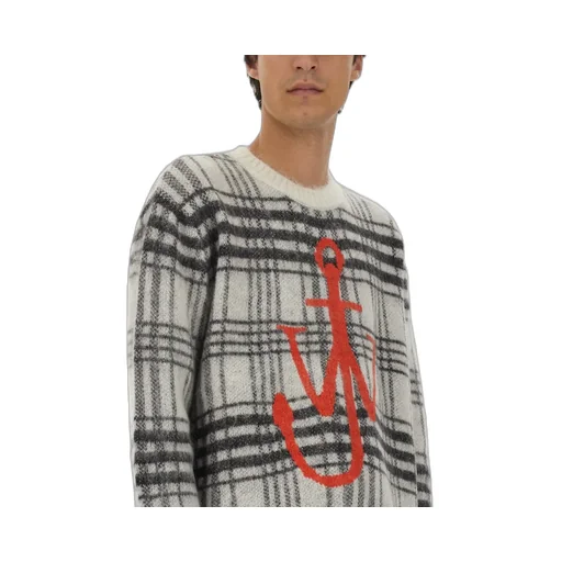 Jw Anderson Logo Intarsia-Knit Checked Jumper
