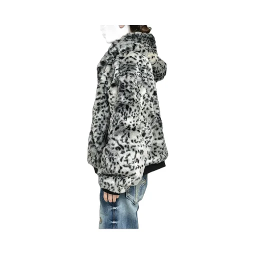 Leopard Fur Jacket / Wht/Blk