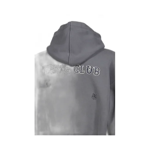 Leather Flame Hooded Zip-Up / Gry