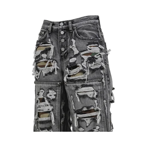 Hell Camo Denim Shorts / Black