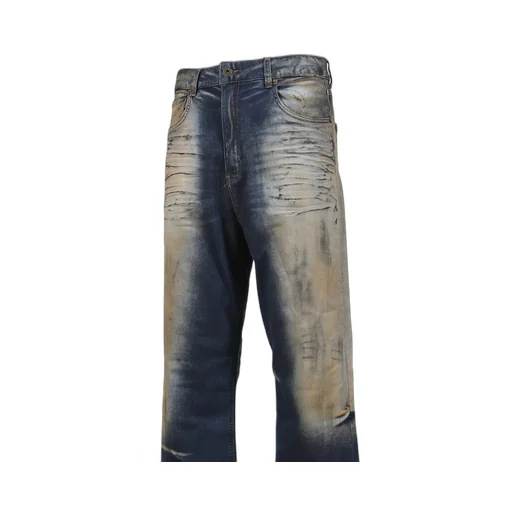 Dirty-Washed Denim Pants / Navy