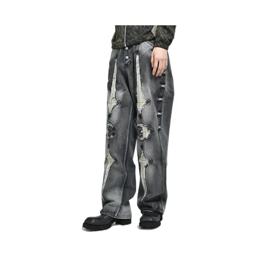 Tc Bone Leather Denim Pants / Blk