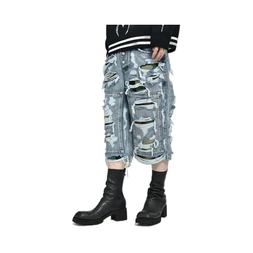 Hell Camo Denim Shorts / Blu