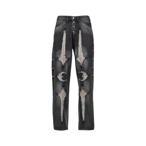 Tc Bone Leather Denim Pants / Blk