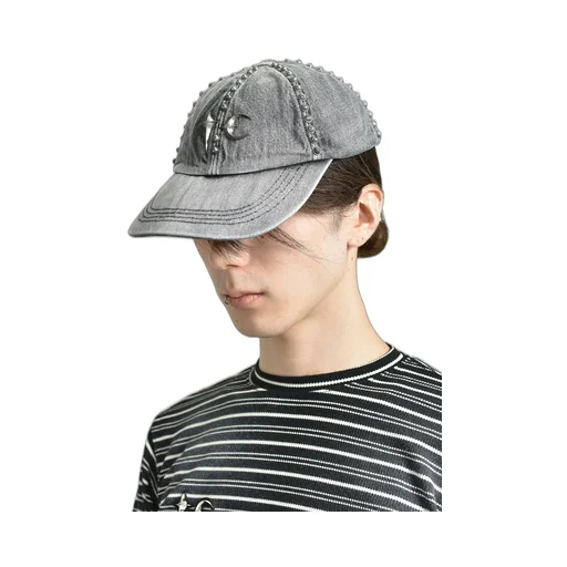 Studded Denim Cap / Black