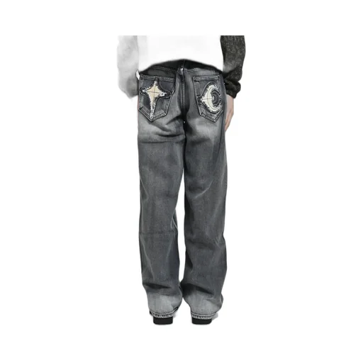 Tc Bone Leather Denim Pants / Blk