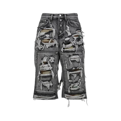 Hell Camo Denim Shorts / Black