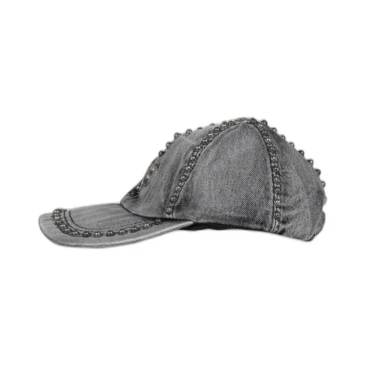 Studded Denim Cap / Black