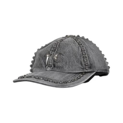 Studded Denim Cap / Black