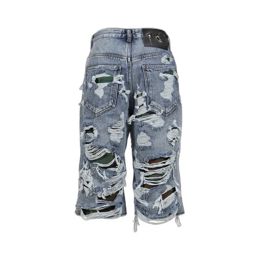 Hell Camo Denim Shorts / Blu