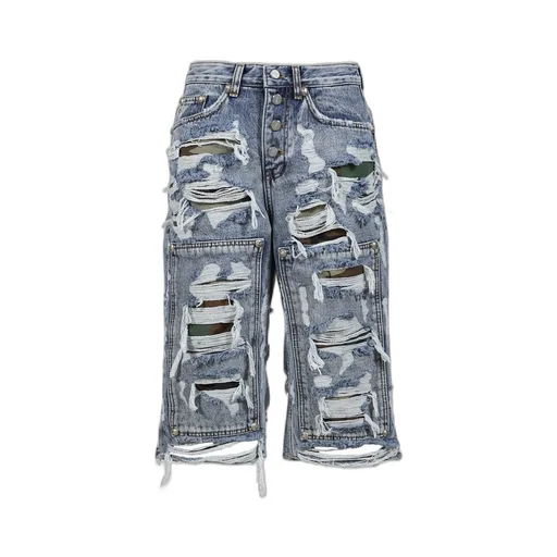Hell Camo Denim Shorts / Blu
