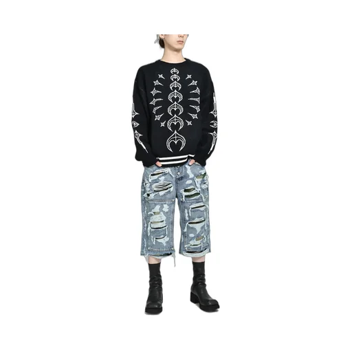 Hell Camo Denim Shorts / Blu