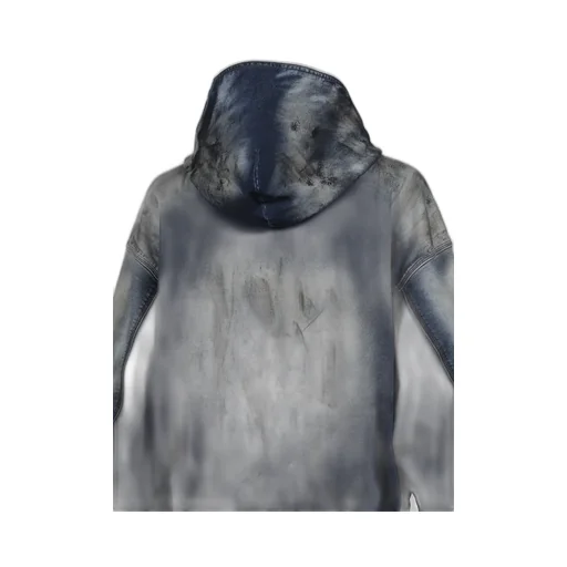 Dirty-Washed Zip-Up Hoodie / Navy
