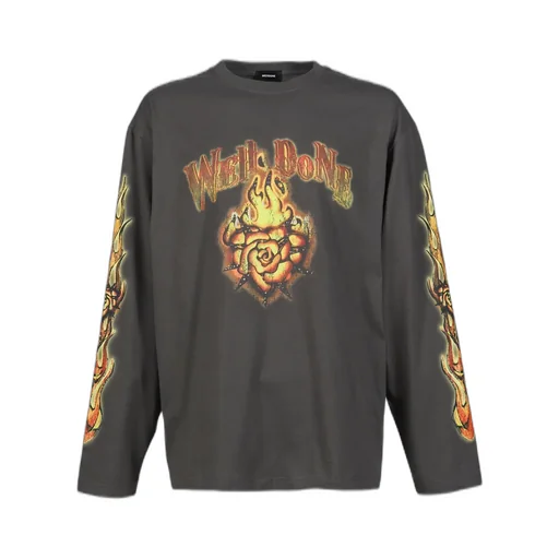 Fire Long-Sleeved T-Shirt / Charcoal