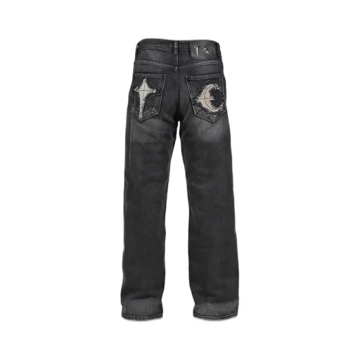 Tc Bone Leather Denim Pants / Blk