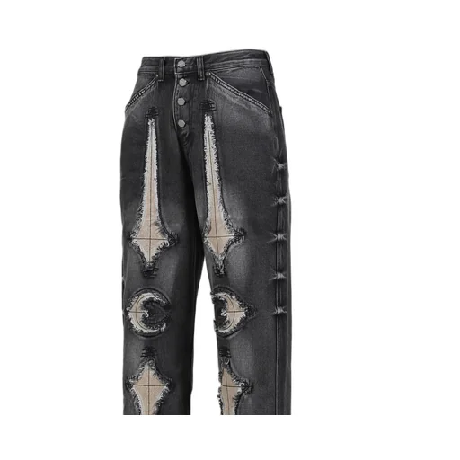 Tc Bone Leather Denim Pants / Blk