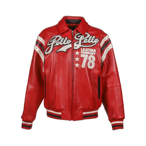Encrusted Varsity Jacket / Red