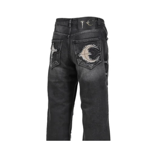 Tc Bone Leather Denim Pants / Blk