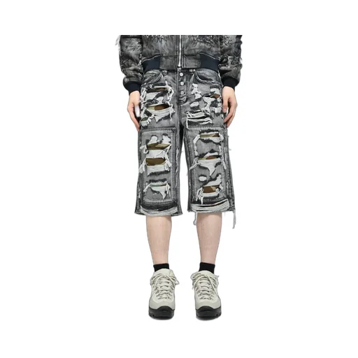 Hell Camo Denim Shorts / Black