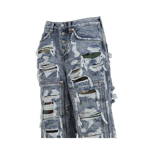 Hell Camo Denim Shorts / Blu