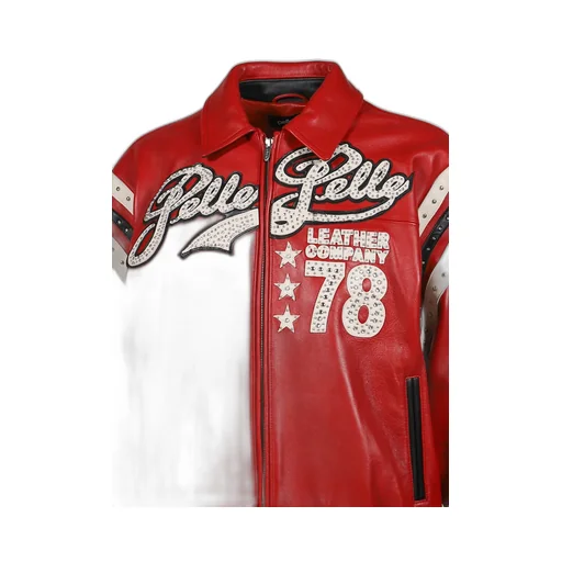 Encrusted Varsity Jacket / Red