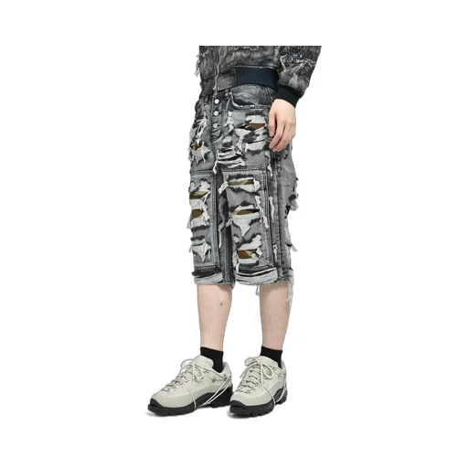 Hell Camo Denim Shorts / Black