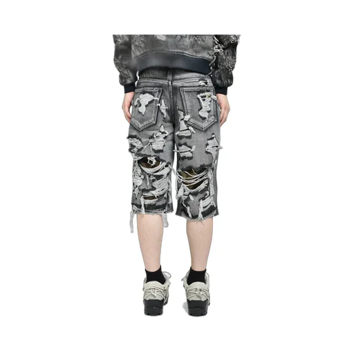 Hell Camo Denim Shorts / Black