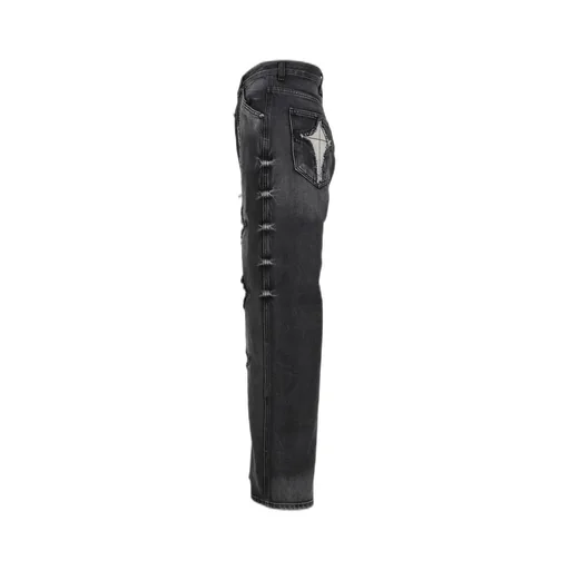 Tc Bone Leather Denim Pants / Blk