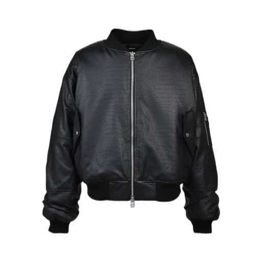 Faux Crocodile Bomber Jacket / Blk