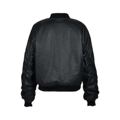 Faux Crocodile Bomber Jacket / Blk