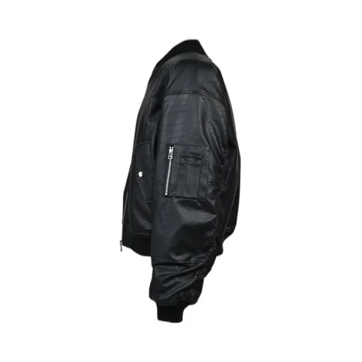 Faux Crocodile Bomber Jacket / Blk
