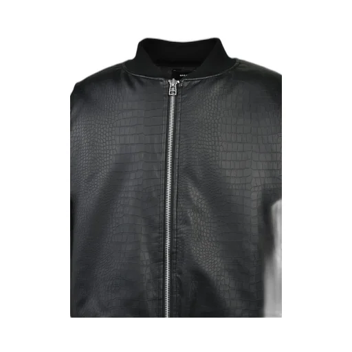 Faux Crocodile Bomber Jacket / Blk