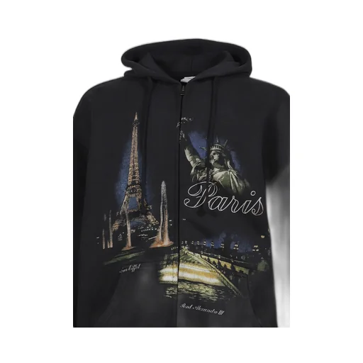 Paris Tourist Zip-Up Hoodie / Blk
