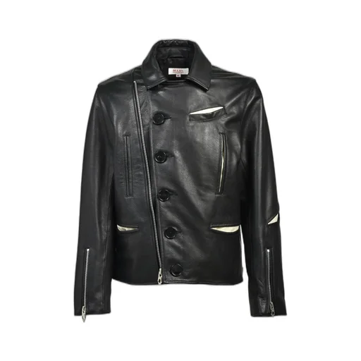 Motorcycle Leather Jacket / Blk