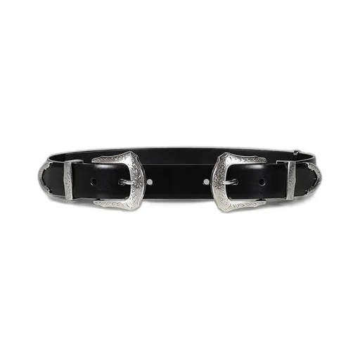 Double Buckle Wide Belt / Blk