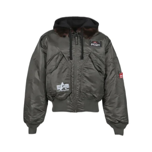 Technical Nylon+Fur Khaki Fur Lined Bomber / Kha